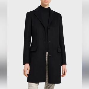 Theory Wool Blend Long Black Jacket